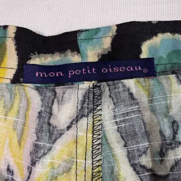 Mon Petit Oiseau Anthropologie Skirt Sz S Black Yellow Blue Floral Cotton Unusua - Picture 6 of 12